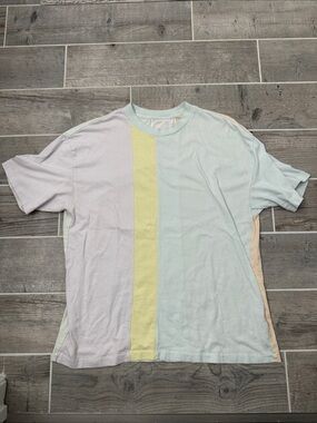 Women’s Pastel Colorblock Short Sleeve Tee - Mint, Pale Yellow & Cream